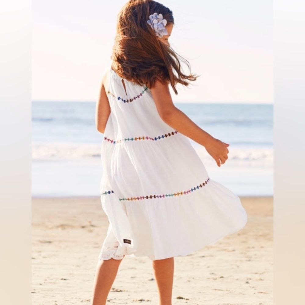 Matilda Jane White Halter Dress with Colorful Embroidery Summer Beachy Size 4